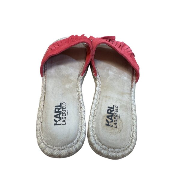 Karl Lagerfeld Womens Red Suede Fringe Espadrille Sandals Size 11 SKU8125 - Picture 7 of 11